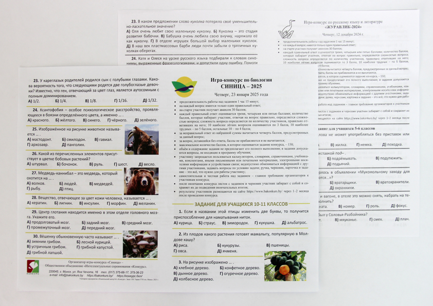 Листовки с заданиями конкурса